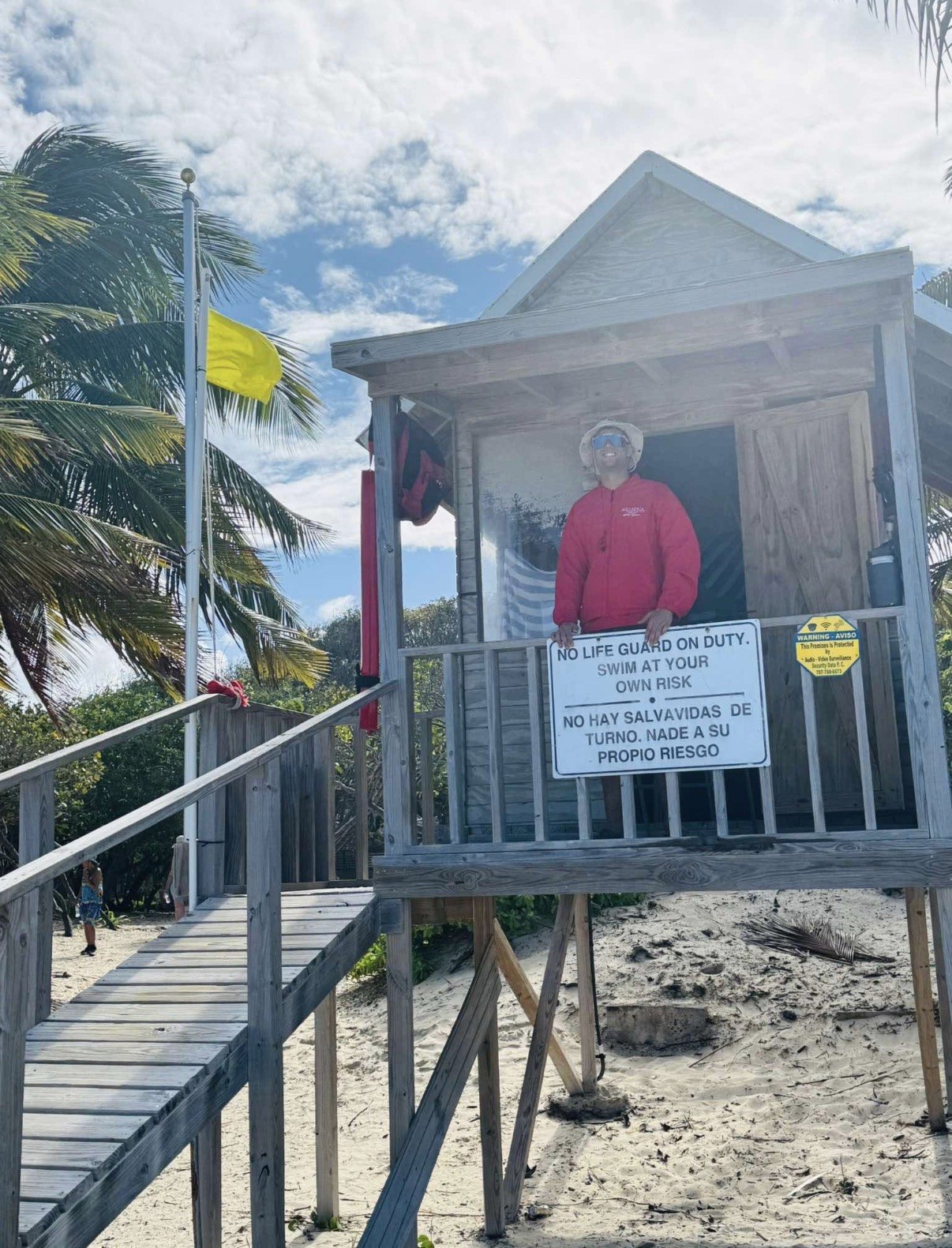 Founder at a lifeguard station in Flamenco, Culebra